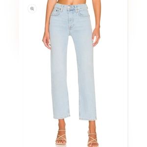 RE/DONE Womens 70's Stove Pipe Jeans River Fade Size 25 NWT High Rise